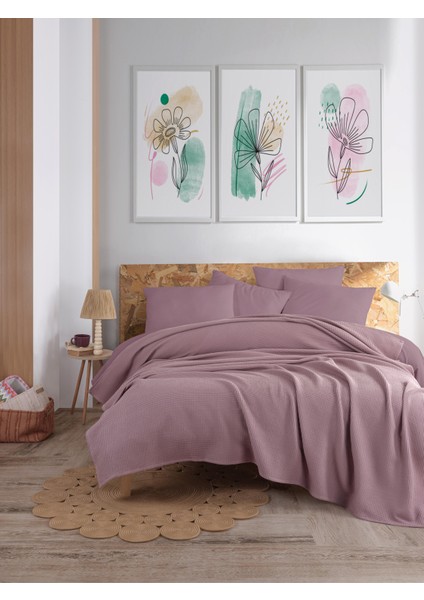 Ecocel Pike Örtü Çift Kişilik 200x230cm Karde Mürdüm