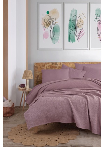 Ecocel Pike Örtü Çift Kişilik 200x230cm Karde Mürdüm