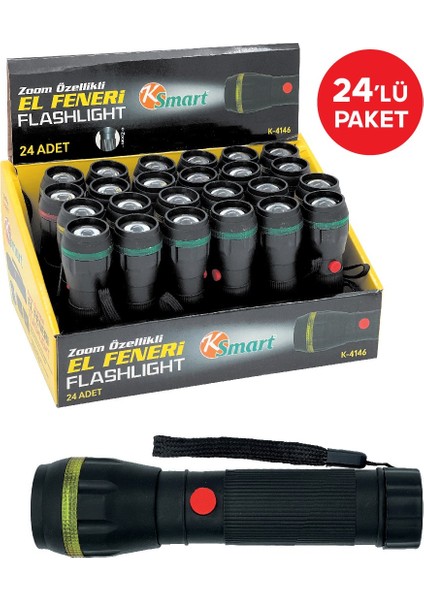 Fener LED Zoomlu K-4146 24LÜ Paket