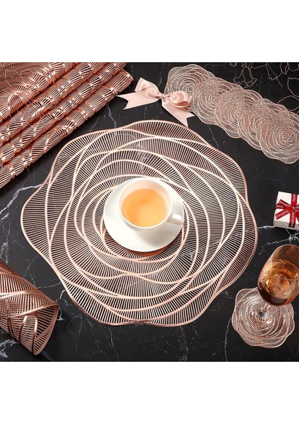4 Adet Yuvarlak Gül Çiçek Avrupa Placemats 15 Inç Isıya Dayanıklı Placemats Masa Ayarı Yemek Parti Düğün Tatil Masa Dekorasyonu Için Mutfak Masa Paspasları (Yurt Dışından)