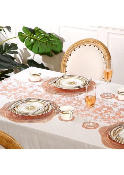 4 Adet Yuvarlak Gül Çiçek Avrupa Placemats 15 Inç Isıya Dayanıklı Placemats Masa Ayarı Yemek Parti Düğün Tatil Masa Dekorasyonu Için Mutfak Masa Paspasları (Yurt Dışından)