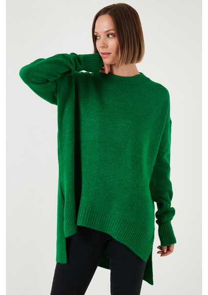 Rahat Kesim Yırtmaç Detaylı Bisiklet Yaka Kazak Kadın Kazak 4616142Y modelleri