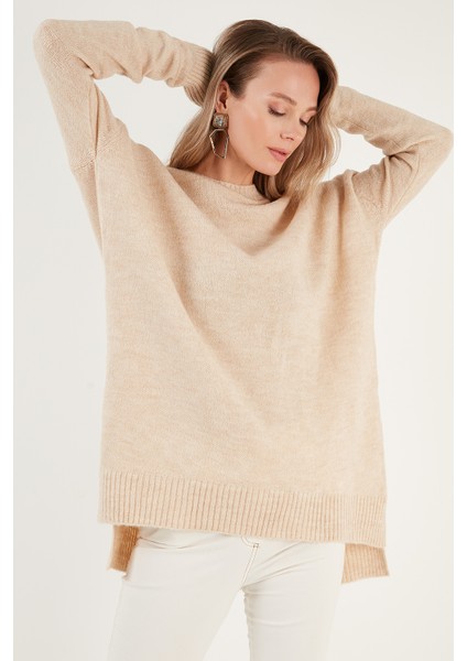 Rahat Kesim Yırtmaç Detaylı Bisiklet Yaka Kazak Kadın Kazak 4616142Y fiyatları