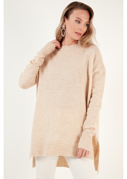 Rahat Kesim Yırtmaç Detaylı Bisiklet Yaka Kazak Kadın Kazak 4616142Y indirimleri