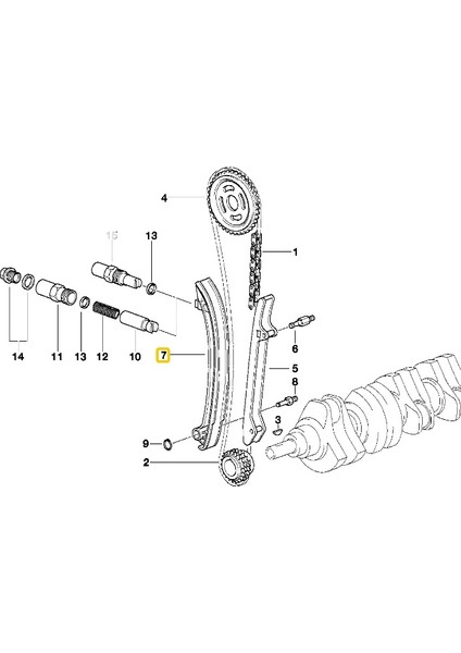 Bmw E34 ve E36 M50 Motor Wender Alt Triger Zincir Kızağı 1726503 indirimleri