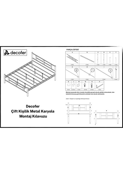 Karma Çift Kişilik Siyah Metal Karyola