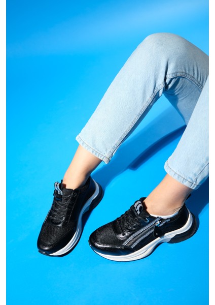 Oude Siyah Kadın Fermuarlı Kalın Taban Spor Sneakers modelleri