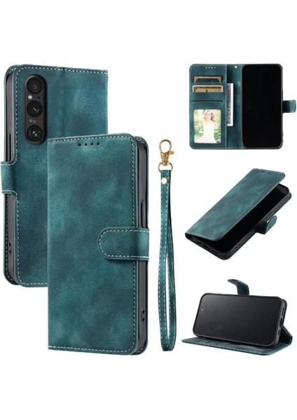 Sony Xperia 1 Vı Bilek Kayışı Cüzdan Kart Yuvaları Için Flip Case Kickstand Pu (Yurt Dışından)
