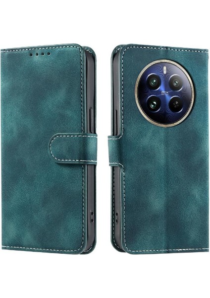 Realme 12 Pro Artı 5g Için Flip Case Pu Deri Bilek Kayışı Manyetik Cüzdan (Yurt Dışından)