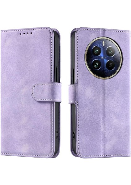 Realme 12 Pro Artı 5g Için Flip Case Pu Deri Bilek Kayışı Manyetik Cüzdan (Yurt Dışından)
