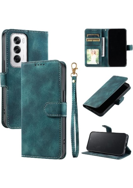 Oppo Oppo 12 5g Için Flip Case Kickstand Cüzdan Kart Yuvaları Pu Deri Bilek (Yurt Dışından)
