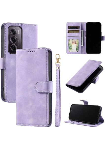 Oppo Oppo 12 Pro 5g Için Flip Case Manyetik Bilek Kayışı Pu Deri Cüzdan (Yurt Dışından)