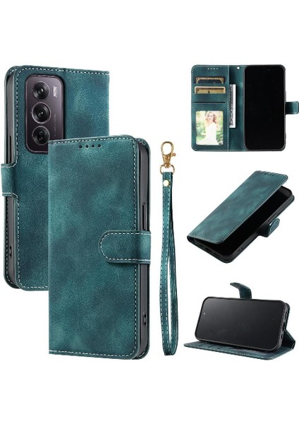 Oppo Oppo 12 Pro 5g Için Flip Case Manyetik Bilek Kayışı Pu Deri Cüzdan (Yurt Dışından)