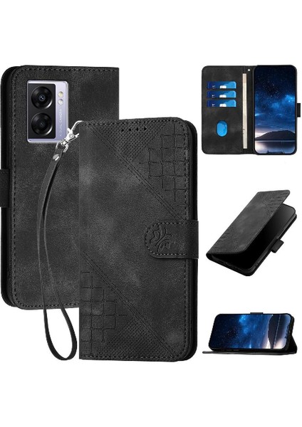 Oppo A57 5g Için Flip Case ve Ayrılabilir El Kayışı ile Kredi Kartı Yuvası (Yurt Dışından)