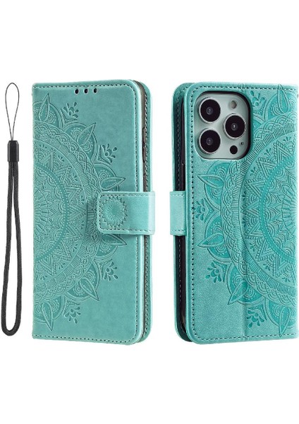 IPhone 14 Için Flip Case Pro Totem Kabartma Kickstand Pu Deri Cüzdan (Yurt Dışından)