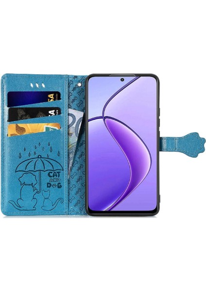 Realme 13 Flip Kapak Karikatür Hayvanlar Için Kılıf Kısa Kayış Deri Kılıf (Yurt Dışından)