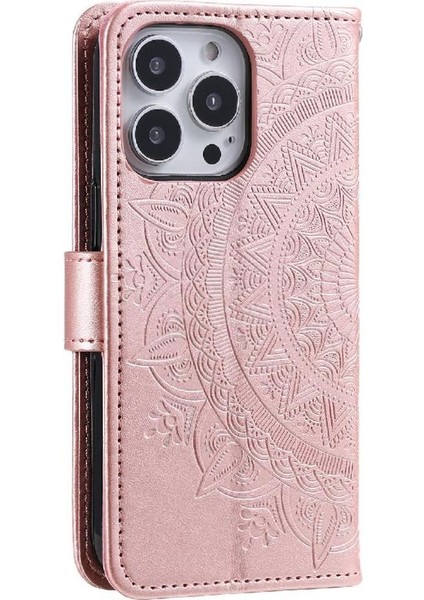 IPhone 15 Için Flip Case Pro Pu Deri Cüzdan Kılıf Totem Kabartma (Yurt Dışından)