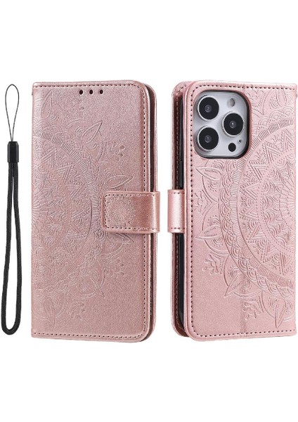 IPhone 15 Için Flip Case Pro Max Cüzdan Kılıf Totem Kabartma Kickstand Pu (Yurt Dışından)
