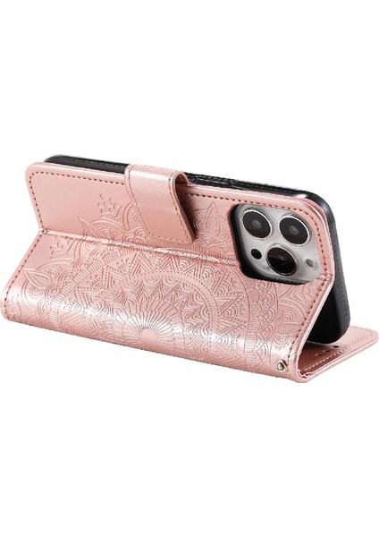 IPhone 15 Için Flip Case Pro Max Cüzdan Kılıf Totem Kabartma Kickstand Pu (Yurt Dışından)
