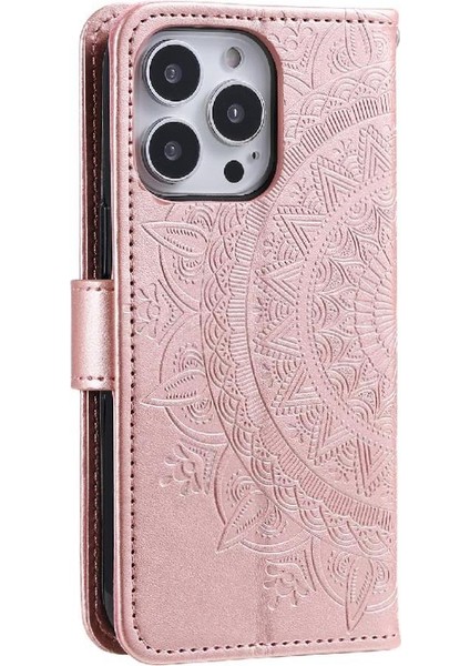 IPhone 15 Için Flip Case Pro Max Cüzdan Kılıf Totem Kabartma Kickstand Pu (Yurt Dışından)