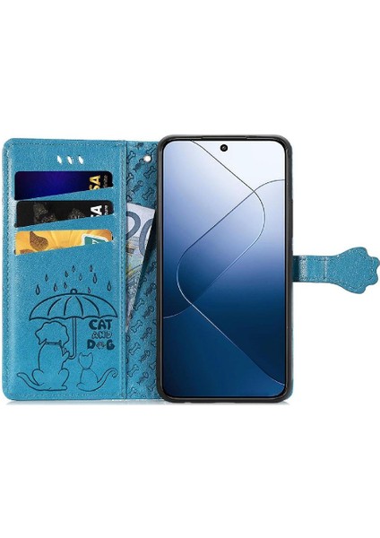 Xiaomi 14T Pro Flip Kapak Için Kılıf Kısa Kayış Darbeye Karikatür Hayvanlar (Yurt Dışından) modelleri