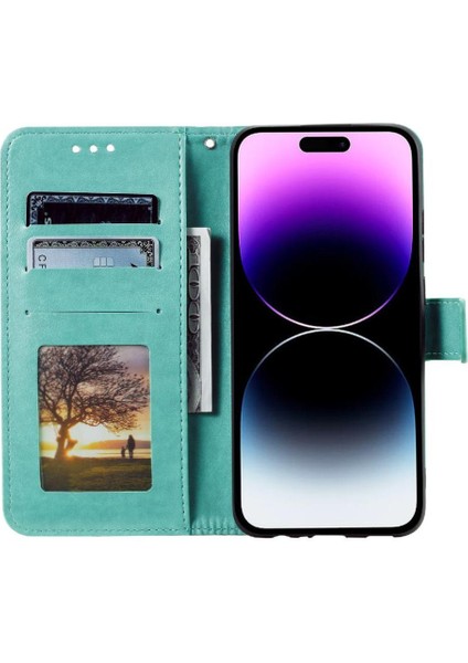 IPhone 14 Için Flip Case Pro Max Pu Deri Cüzdan Kılıf Totem Kabartma (Yurt Dışından)