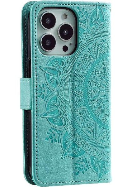 IPhone 14 Için Flip Case Pro Max Pu Deri Cüzdan Kılıf Totem Kabartma (Yurt Dışından)