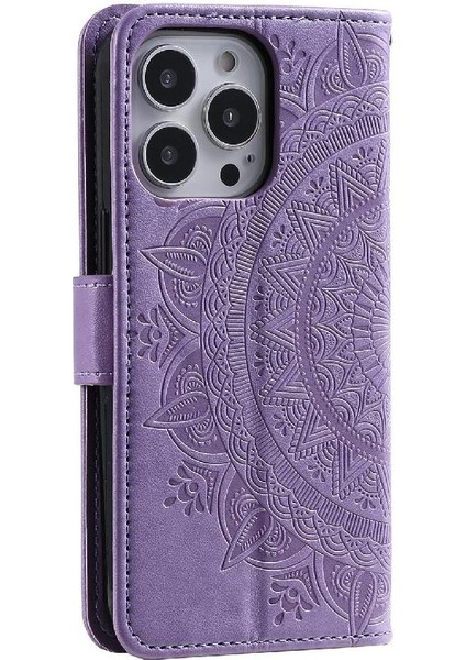 IPhone 14 Için Flip Case Pro Max Pu Deri Cüzdan Kılıf Totem Kabartma (Yurt Dışından)