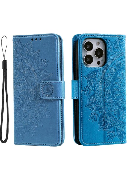 IPhone 15 Için Flip Case Pro Max Cüzdan Kılıf Totem Kabartma Kickstand Pu (Yurt Dışından)