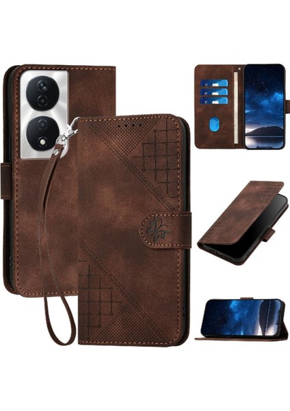 Onur X7B Için Flip Case Ayrılabilir El Kayışı ile Kabartmalı Kelebek ve (Yurt Dışından)
