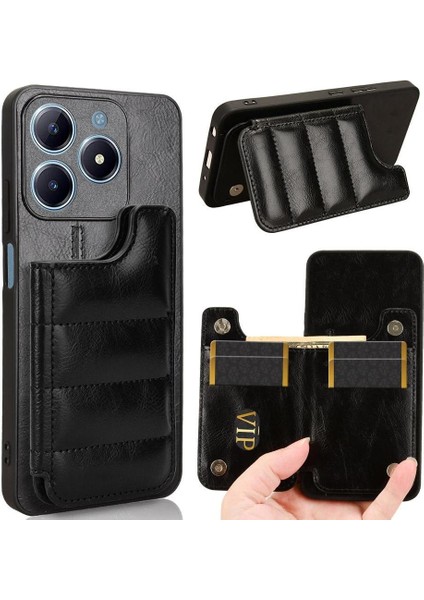 Realme C63 4g Kart Çanta Için Cüzdan Kılıf Kickstand Cüzdan Kılıf Vegan Pu Kart (Yurt Dışından)