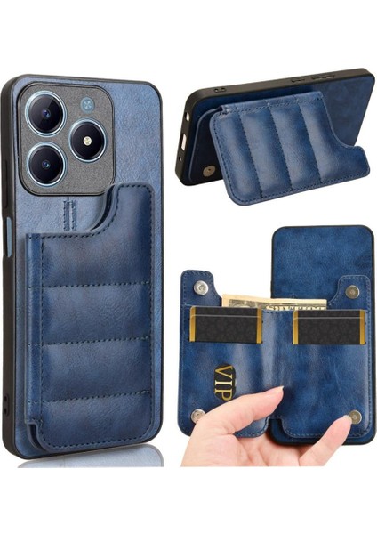 Realme C63 4g Kart Çanta Için Cüzdan Kılıf Kickstand Cüzdan Kılıf Vegan Pu Kart (Yurt Dışından)