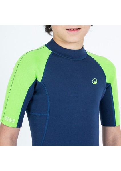 Olaian Çocuk Sörf Shorty - 1,5 mm - Mavi/Yeşil - YULEX 100 modelleri