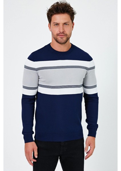 Bisiklet Yaka Renk Bloklu Regular Fit Kazak (E24-EZE-15) fiyatları