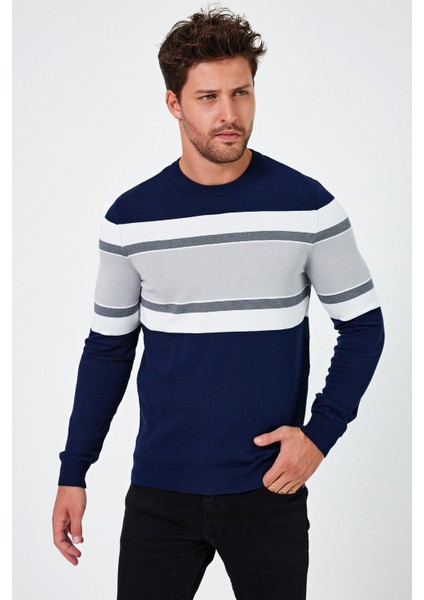 Bisiklet Yaka Renk Bloklu Regular Fit Kazak (E24-EZE-15) modelleri