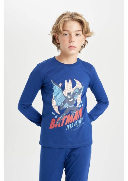 Erkek Çocuk Pijama Takımı Batman Uzun Kollu Üst Uzun Alt D5093A824WN