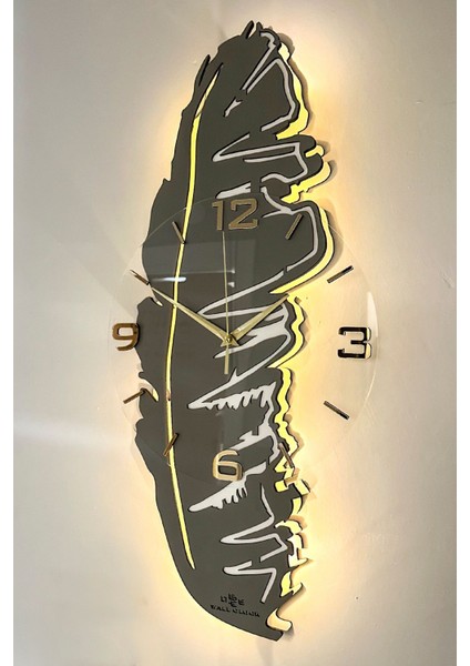 Özel Modern Şık Tasarım Yaprak Model Sessiz Mekanizma 65CM Duvar Saati