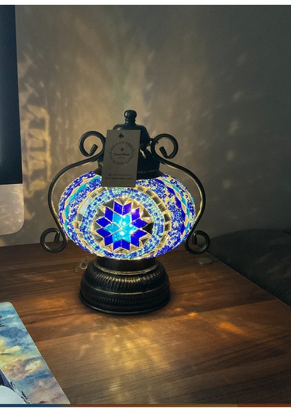 Pilli Mozaik Masaüstü Lamba Abajur Gece Lambası Çalışma Lambası Dekor Lamba