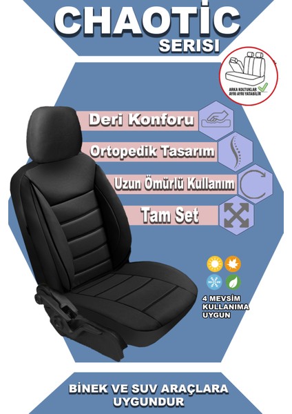 Fiat Uno Uyumlu Koltuk Kılıfı Chaotic Serisi - Siyah