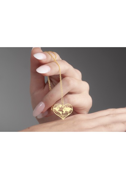 Kalp Dünya Kolye, Özel Tasarım Kolye 925 Ayar Gümüş Kolye,gümüş,rose Gold,altın Kaplama Kolye fiyatları