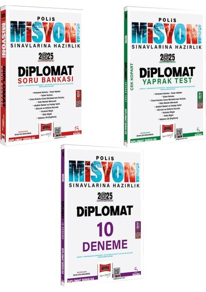 2025 Polis Misyon Sınavlarına Hazırlık Diplomat Soru Bnkası - Diplomat Yaprak Test - Diplomat 10 Deneme 3'lü Set