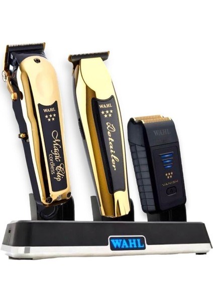 Şarj Istasyonu + Wahl Vanish + Wahl Gold Detailer + Wahl Gold Magic Tıraş Makinası Seti