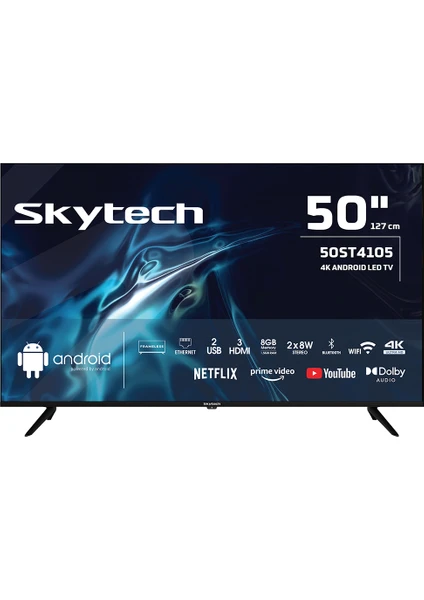 Skytech  50ST4105 50" 127 Ekran Uydu Alıcılı 4K Ultra HD Android Smart LED TV