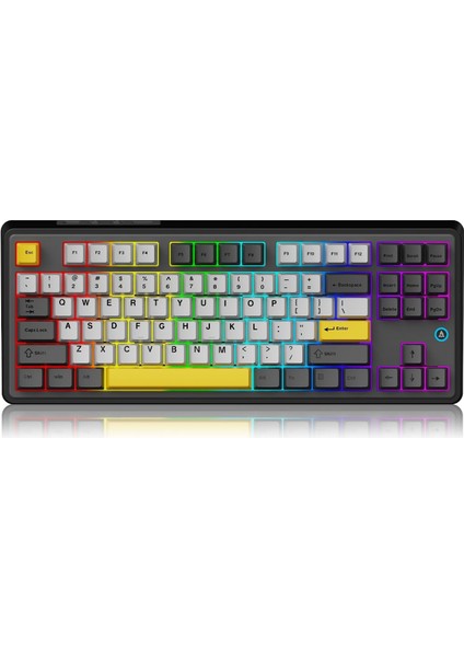 Ajazz AK870 Alttan Baskılı Tuş, Dinamik Rgb, Hot-Swap Gasket Mekanik Siyah Klavye - Gift Switch