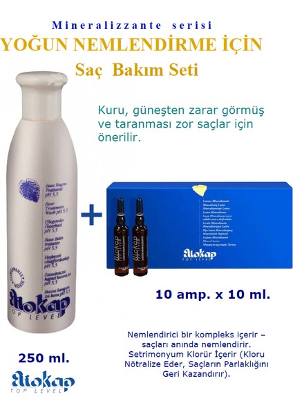 Mıneralızzante- Kuru ve Yıpranmış Saçlar Için Saç Bakım Seti - Şampuan 250 ml. + Saç Serumu 10 Amp. x 10 Ml.