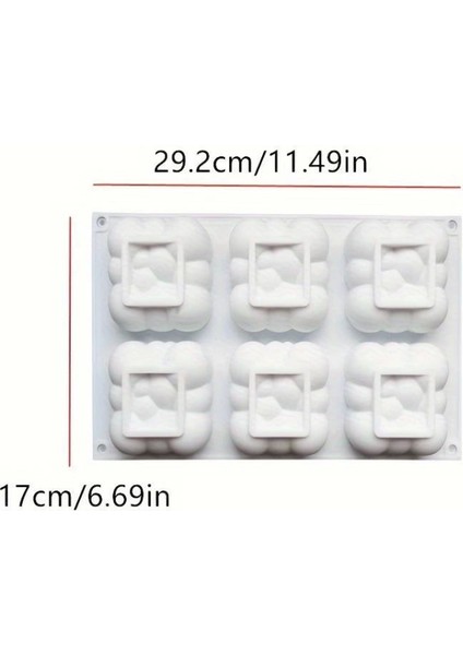 Silikon Kare Kabarcık Bulut Mousse Kek ve Pasta Kalıbı, 8 cm x 3,8 cm