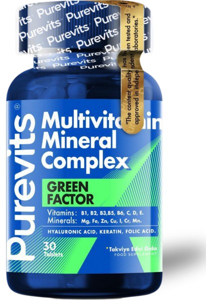 Green Factor Multivitamin Minarel Complex - Keratin - Hyaluronik Asit – Folik Asit – 30 Adet