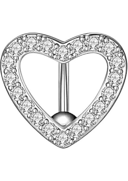 Doa Taşlı Kalp Göbek Piercing 316L Cerrahi Çelik