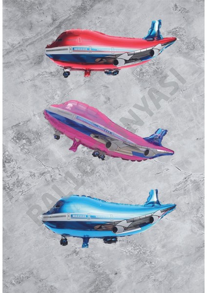 Uçak Folyo Balon 3'lü Kırmızı-Mavi-Pembe