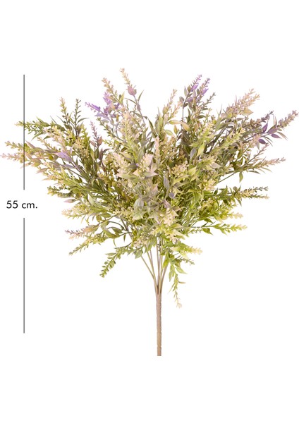 Yapay Çiçekli Bitki Mor-Yeşil 55 Cm.
